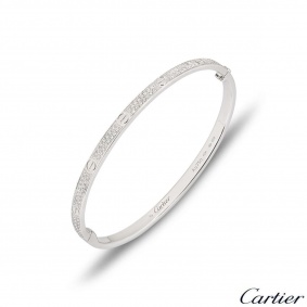 Cartier White Gold Pave Diamond SM Love Bracelet Size 17 N6710817